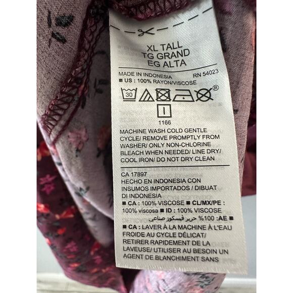 Old Navy Dress Women's XL Burgundy Floral Bell Sleeve Mini Feminine Boho Hippie - Picture 5 of 8